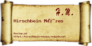 Hirschbein Mózes névjegykártya